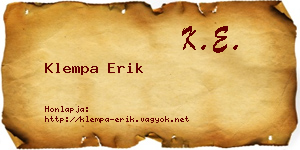 Klempa Erik névjegykártya